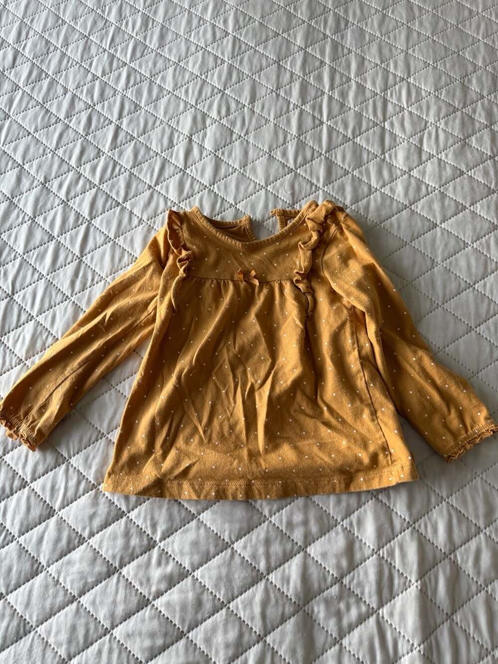 Child of Mine made by Carter's Yellow Polka Dot Long Sleeve Top with Ruffle Deta